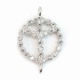 Intercalaire argent 925 et strass peace & love 11x17mm x 1pc