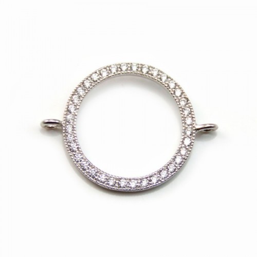 Spacer silver 925  with zirconium oxide round 18.5mm x 1pc