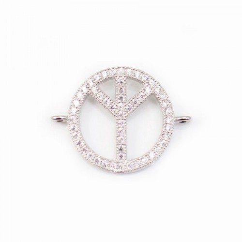 Peace&Love-Zwischenblatt aus 925er Silber & Strass 15.5x20mm x 1Stk