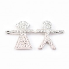 Intercalaire argent 925 et strass Garçon et Fille 13 x 27mm x 1pc