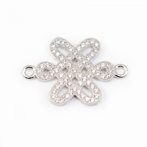 Chinesischer Knoten Zwischenstück aus 925er Silber & Strass 15x22mm x 1St