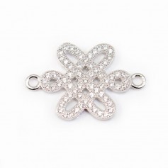 Intercalaire argent 925 et strass  Nœud chinois 15x22mm x 1pc