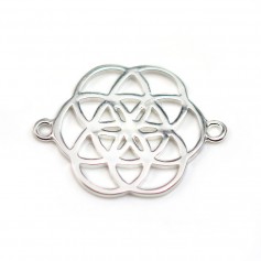 Intercalaire fleur en argent 925 rhodié, 16x22mm x 1pc