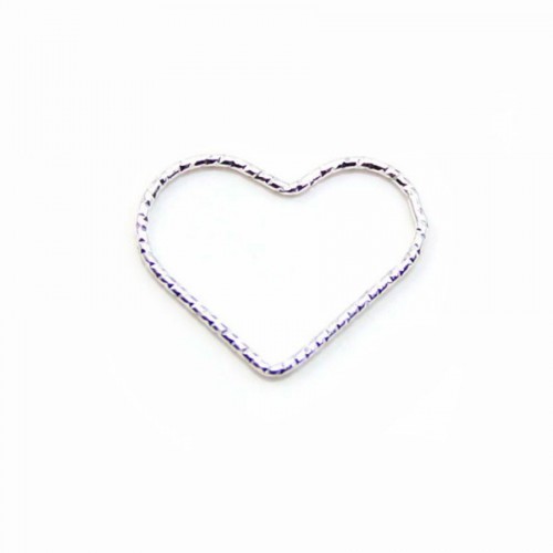 Separador en forma de corazón, martillado, 21x25mm, plata 925 x 2pcs