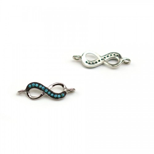 Plata 925 rodio 8 turquesa infinita reconstituida 5.5x18.5mm x 1pc