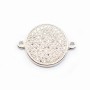 Argent 925 rhodie  pendantif ROND & zircons 14.5MM avec anneau 2.5mm x 1pc
