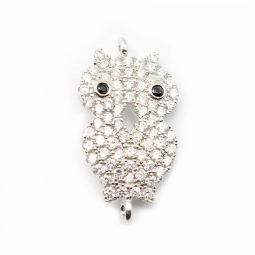 Sterling Silver 925 rhodium  owl 21.5x11.5mm with ring 1.5mm x 1pc