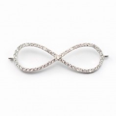 Argent 925 rhodie  pendantif HUIT& zircons 43x13MM avec anneau 2.5mm x 1pc