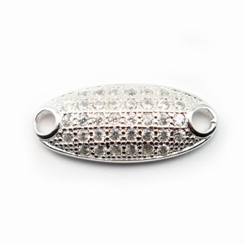 Argento 925 Rodio e ossido di zirconio Inserto ovale 16x7 mm x 1 pezzo