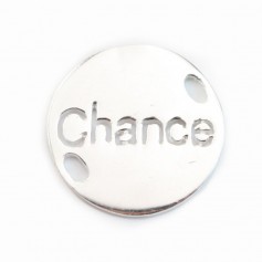 Breloque ronde Chance 15mm Argent 925  x 1pc