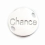 Breloque ronde Chance 15mm Argent 925  x 1pc