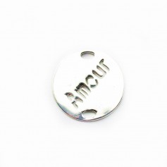 Argent 925  breloque ronde Amour 15mm x 1pc