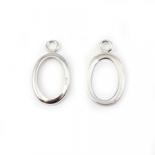 Pendant support  for cabochon oval,sterling silver, 10x14mm x 1pc