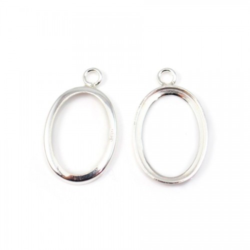 Pendentif support  pour cabochon ovale, argent 925, 13x18mm x 1pc