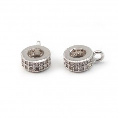 Attache pendentif rond zicon 10 mm en Argent 925 x1