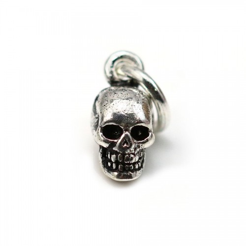 Breloque en forme de tête de mort, en argent 925, de taille 5x11mm x 1pc