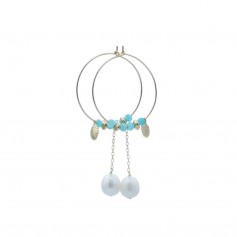 Boucles d’oreilles en gold filled & perles de culture d'eau douce  et amazonite x 2pcs