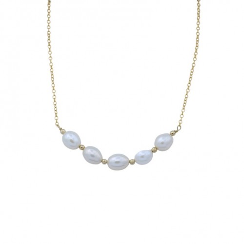Simple Necklace dark bleu cultured Pearl Freshwater 8-9mm