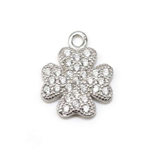 Pendant in 925 sterling silver & zirconium oxide, in shape of flower, 9 * 11mm x 1pc
