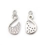 Breloque en argent 925 & zirconium, en forme de cygne, mesurant 6.5x13.5mm x 1pc