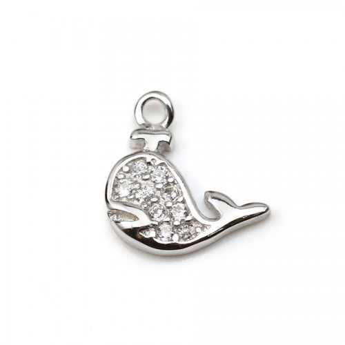 925 silver & zirconium charm, in the shape of dolphin, measuring 7 * 9mm x 1pc