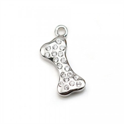 925 silver & zirconium charm in bone-shaped, measuring 5 * 12mm x 1pc