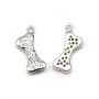 Breloque en argent 925 & zirconium, en forme d'os, mesurant 5x12mm x 1pc