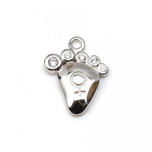Charm in 925 silver & zirconium, in the shape of a foot measuring 8.7 * 11mm x 1pc