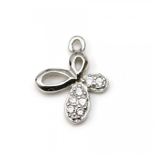 Breloque en argent 925 & zirconium, en forme de papillon, mesurant 9x11mm x 1pc