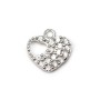 Breloque en argent 925 & zirconium, en forme de coeur, mesurant 8.9x9mm x 1pc