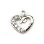 Pendentif, argent 925 rhodié & oxyde de zirconium, en forme de coeur, mesurant 8.5x9.5mm x 1pc