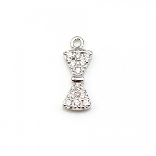 Pendentif en argent 925 rhodié & oxyde de zirconium, en forme de noeud, 5x12.5mm x 1pc