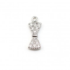 Pendentif en argent 925 rhodié & oxyde de zirconium, en forme de noeud, 5x12.5mm x 1pc