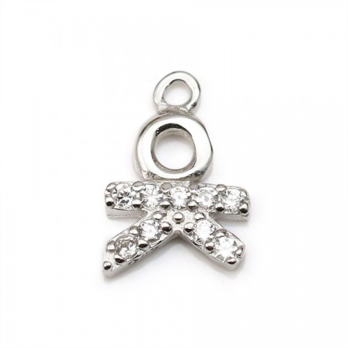 Pendant, 925 sterling silver & zirconium oxide, in the shape of a little man, 7.5 * 10mm x 1pc