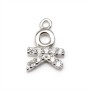 Pendentif, argent 925 rhodié & oxyde de zirconium, en forme de bonhomme, 7.5x10mm x 1pc