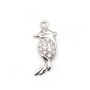 Pendentif en argent 925 rhodié & oxyde de zirconium, en forme d'oiseau 6x15mm x 1pc
