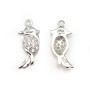 Pendentif en argent 925 rhodié & oxyde de zirconium, en forme d'oiseau 6x15mm x 1pc