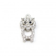 Pendentif en argent 925 rhodié & oxyde de zirconium, en forme de hibou 6x11.5mm x 1pc