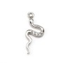 Pendentif, argent 925 rhodié & oxyde de zirconium, en forme de serpent 6x15mm x 1pc