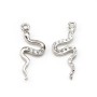 Pendentif, argent 925 rhodié & oxyde de zirconium, en forme de serpent 6x15mm x 1pc