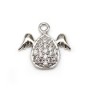 Pendentif en argent 925 rhodié & oxyde de zirconium, goutte ailée, 8x9mm x 1pc