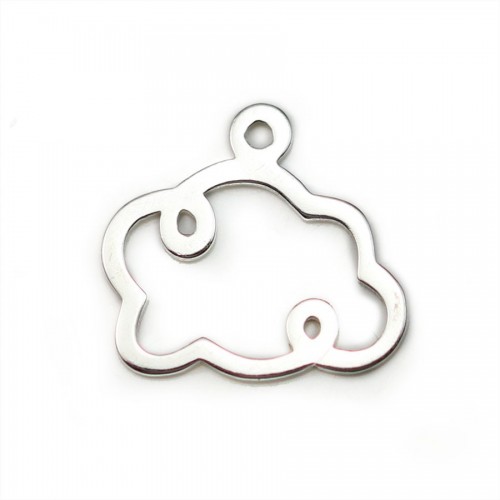 Charm in 925 silver, in shape of a cloud, 12 * 9mm x 2pcs