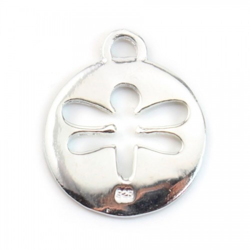 Round cut Dragonfly charm 925 sterling silver 15mm  x 1pc
