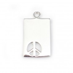 Breloque rectangulaire Peace & Love Argent 925 17x12mm x 1pc