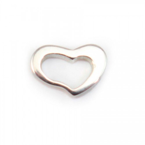 925 Sterling Silver Heart Intercalary ,8x11.5mm x1pc