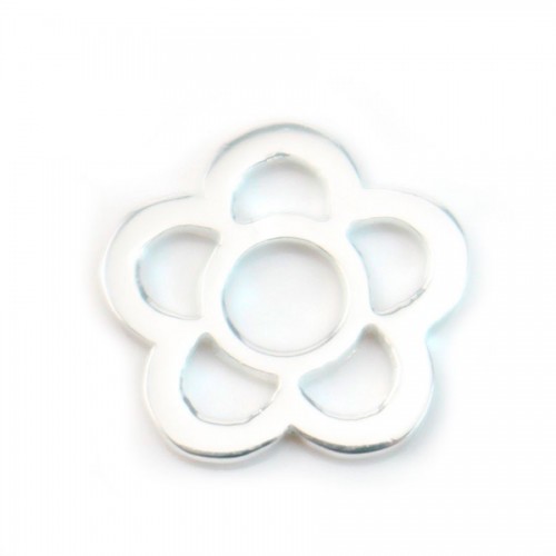 925 Sterling silver opened flower spacer 9mm x 2pcs