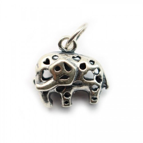 Argent 925  breloque elephant 12mm avec anneau 5.5mmX 1pc