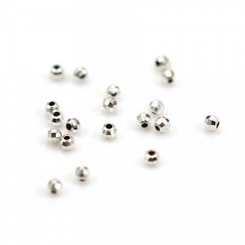 Argent 925 Boule Ronde facette 3mm x 20pcs