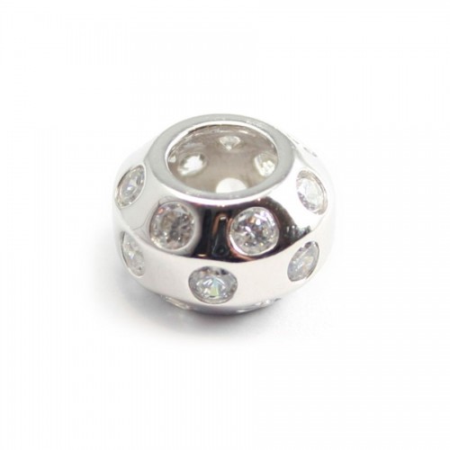 Argent 925 rondelle avec zircon 12x8mm x 4 pcs