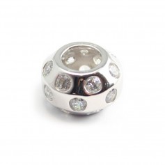 Argent 925 rondelle avec zircon 12x8mm x 4 st
